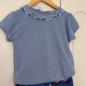 Light Blue Ruffle Neck Girls' Top Hello Simone size 10 girl